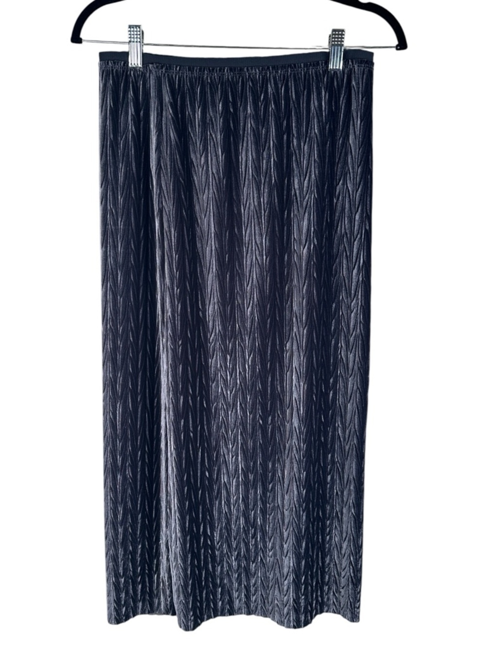 Maeve‎ for Anthropologie Gray Velvet Creased Classic Pull On Midi Skirt Sz Small